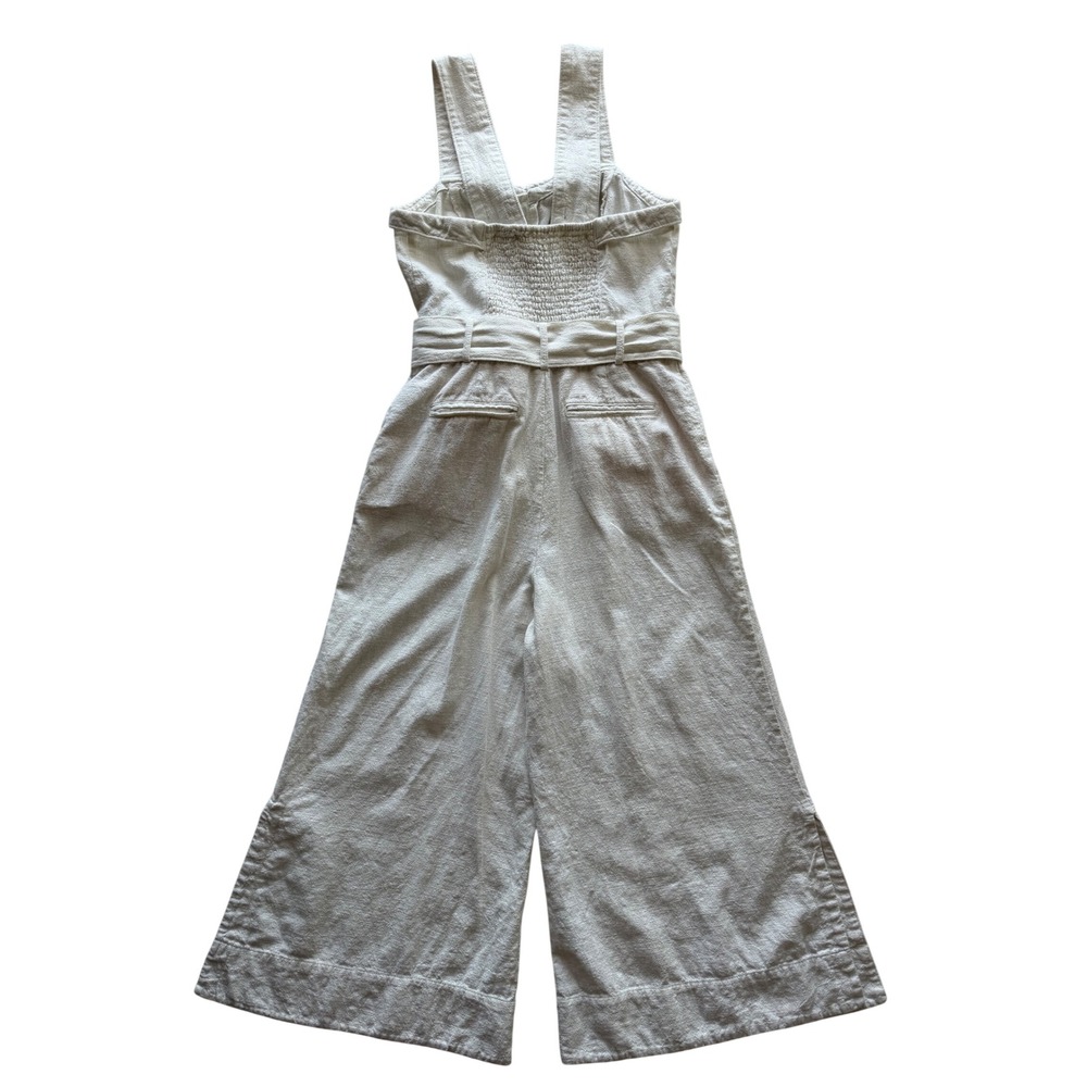 Anthropologie Women's Cream Cape Cod Button Belted Wide Leg Jumpsuit Size 8 - Picture 10 of 16